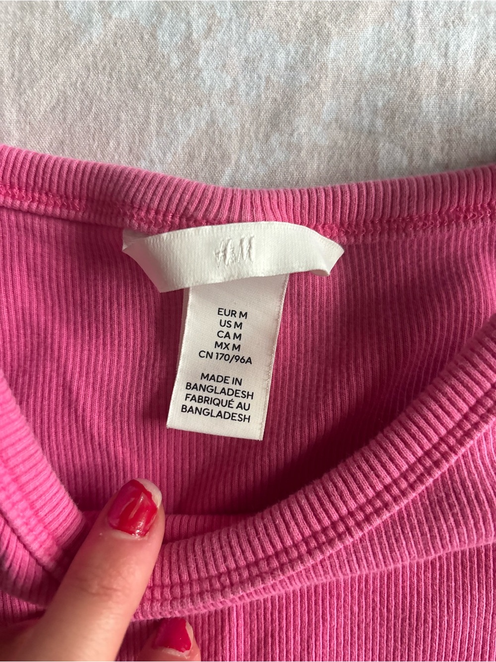 H&M Ribbed Cropped Tank Top - Bright Pink - Picture 3 of 3